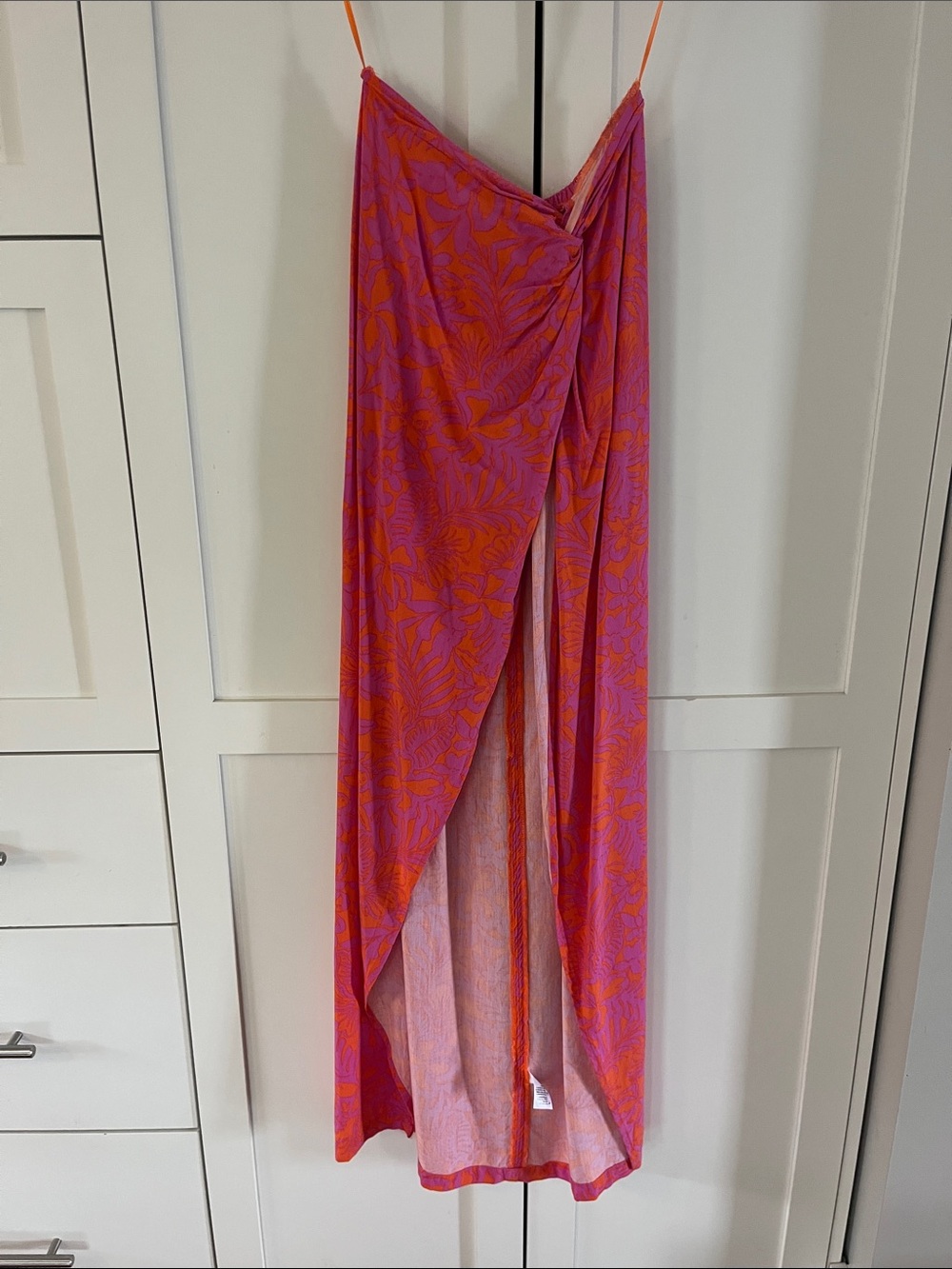 l*space Pink and Orange Tropical Print Swim Sarong size medium